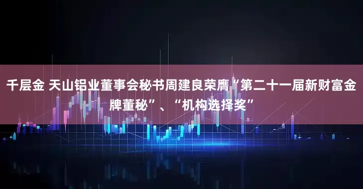 千层金 天山铝业董事会秘书周建良荣膺“第二十一届新财富金牌董秘”、“机构选择奖”