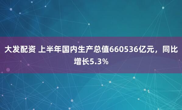 大发配资 上半年国内生产总值660536亿元，同比增长5.3%